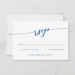 Minimalistische moderne marine blauw script RSVP-k RSVP Kaartje