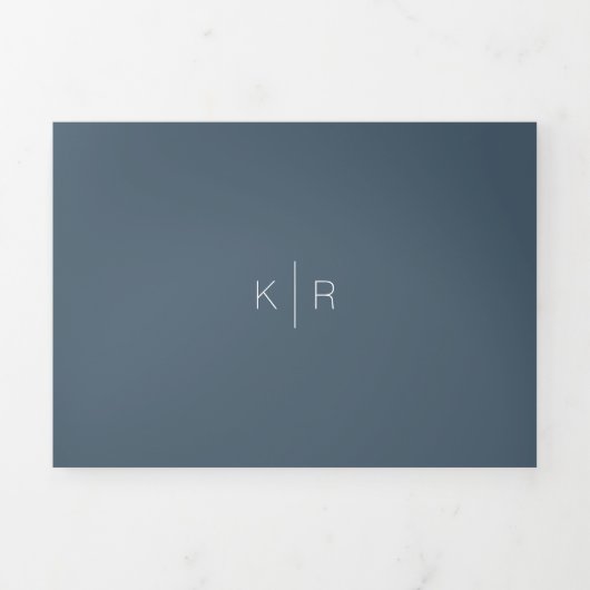 Minimalistische moderne marine foto bruiloft alles drieluik uitnodiging (Cover)