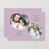 Minimalistische moderne Mauve Bewaar de datumfoto Save The Date (Voorkant / Achterkant)