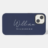 Minimalistische moderne monogram aangepast script iPhone hoesje (Achterkant horizontaal)