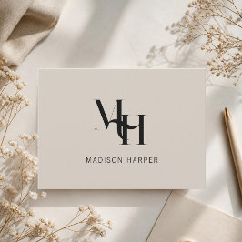 Minimalistische moderne monogram beginletters tan notitiekaartje
