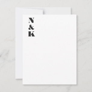 Minimalistische Moderne Monogram Beginletters Zwar Bedankkaart