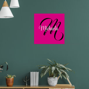 Minimalistische moderne monogram initiaal naam hee poster