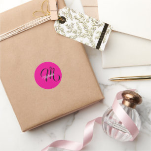 Minimalistische moderne monogram initiaal naam hee ronde sticker