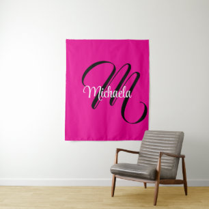 Minimalistische moderne monogram initiaal naam hee wandkleed