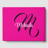 Minimalistische moderne monogram initiaal naam hot gastenboek (Achterkant)