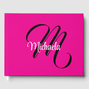 Minimalistische moderne monogram initiaal naam hot gastenboek