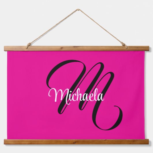 Minimalistische moderne monogram initiaal naam hot hangend wandkleed (Voorkant)