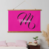 Minimalistische moderne monogram initiaal naam hot hangend wandkleed (Slaapkamer)