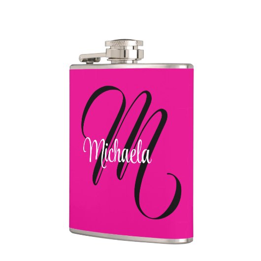 Minimalistische moderne monogram initiaal naam hot heupfles (Links)