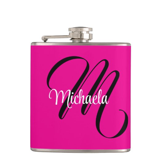 Minimalistische moderne monogram initiaal naam hot heupfles (Voorkant)