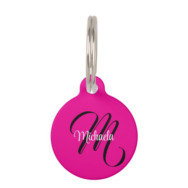 Minimalistische moderne monogram initiaal naam hot huisdierpenning (Voorkant)