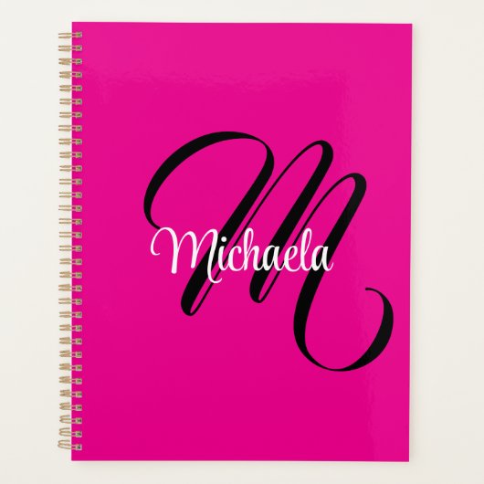 Minimalistische moderne monogram initiaal naam hot planner (Voorkant)