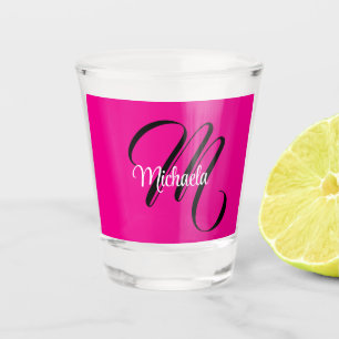 Minimalistische moderne monogram initiaal naam hot shot glas
