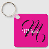 Minimalistische moderne monogram initiaal naam hot sleutelhanger (Voorkant)