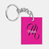 Minimalistische moderne monogram initiaal naam hot sleutelhanger (Voorkant Links)