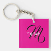 Minimalistische moderne monogram initiaal naam hot sleutelhanger (Voorkant)