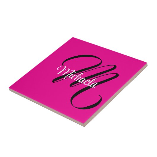 Minimalistische moderne monogram initiaal naam hot tegeltje (Zijkant)