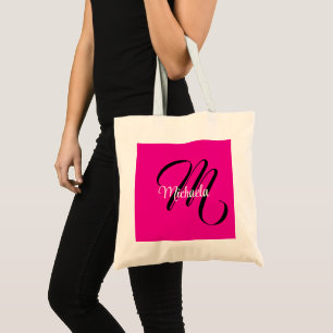 Minimalistische moderne monogram initiaal naam hot tote bag