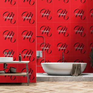 Minimalistische moderne monogram initiaal naam roo behang