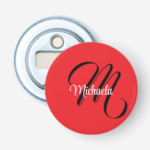 Minimalistische moderne monogram initiaal naam roo button flesopener