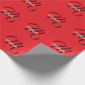 Minimalistische moderne monogram initiaal naam roo cadeaupapier (Hoek)
