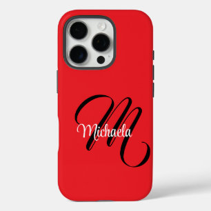 Minimalistische moderne monogram initiaal naam roo iPhone 16 pro hoesje