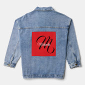 Minimalistische moderne monogram initiaal naam roo denim jacket (Achterkant)