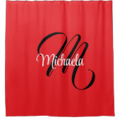 Minimalistische moderne monogram initiaal naam roo douchegordijn (Voorkant)