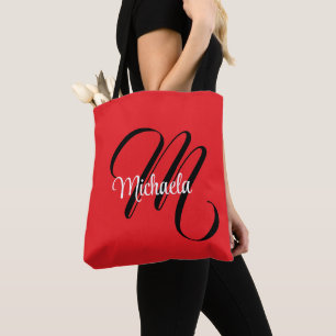Minimalistische moderne monogram initiaal naam roo draagtas