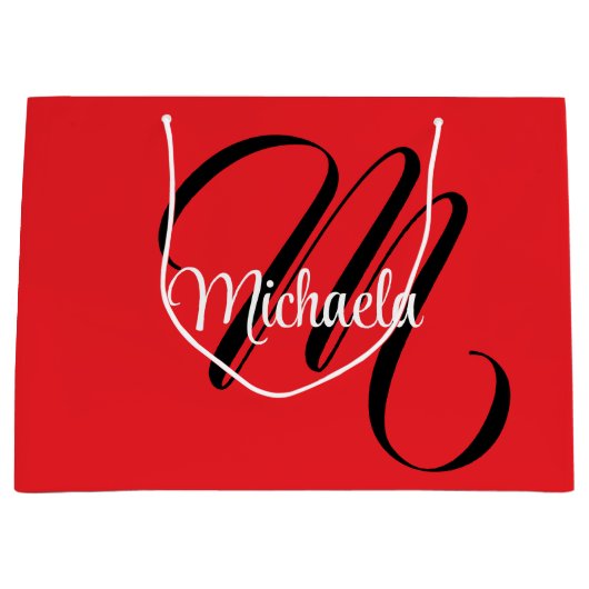 Minimalistische moderne monogram initiaal naam roo groot cadeauzakje (Voorkant)