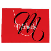 Minimalistische moderne monogram initiaal naam roo groot cadeauzakje (Achterkant)