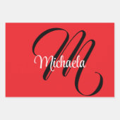 Minimalistische moderne monogram initiaal naam roo inpakpapier vel (Voorkant)