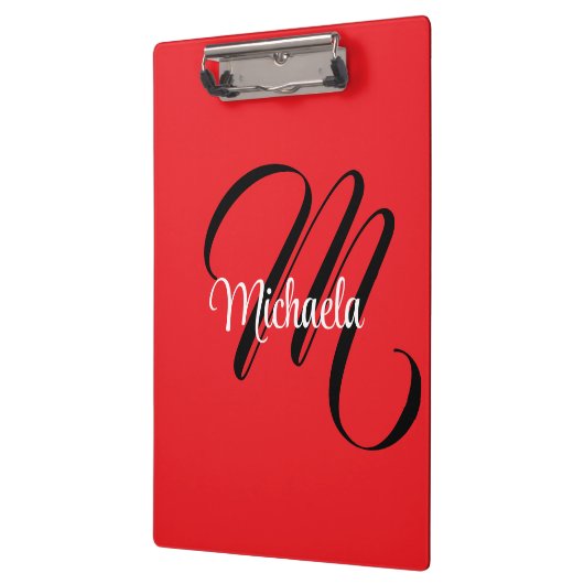 Minimalistische moderne monogram initiaal naam roo klembord (Links)