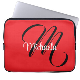 Minimalistische moderne monogram initiaal naam roo laptop sleeve