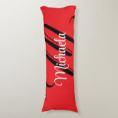 Minimalistische moderne monogram initiaal naam roo lichaamskussen (Voorkant Verticaal)