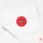 Minimalistische moderne monogram initiaal naam roo ronde sticker (Envelop)