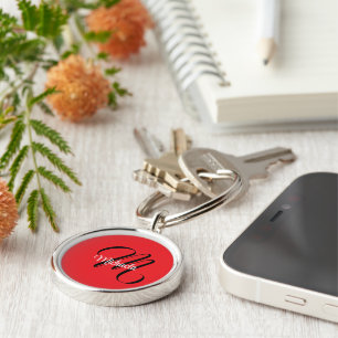 Minimalistische moderne monogram initiaal naam roo sleutelhanger