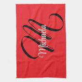 Minimalistische moderne monogram initiaal naam roo theedoek (Verticaal)