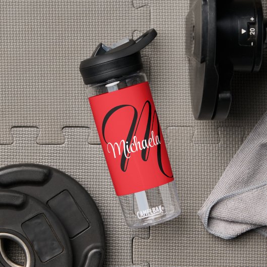Minimalistische moderne monogram initiaal naam roo waterfles (Gym)