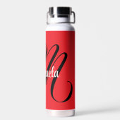 Minimalistische moderne monogram initiaal naam roo waterfles (Achterkant)