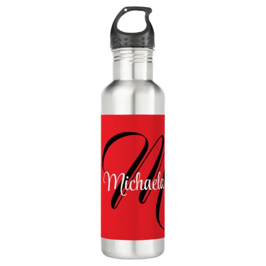 Minimalistische moderne monogram initiaal naam roo waterfles  (Voorkant)