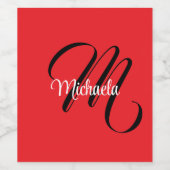 Minimalistische moderne monogram initiaal naam roo wijn etiket (Enkel label)