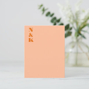 Minimalistische moderne Monogram Initialen Peach Bedankkaart