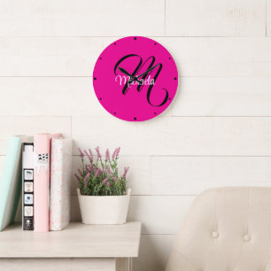 Minimalistische moderne monogram initiële naam hee grote klok