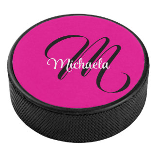 Minimalistische moderne monogram initiële naam hee hockey puck