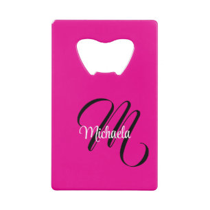 Minimalistische moderne monogram initiële naam hee kredietkaart flessenopener