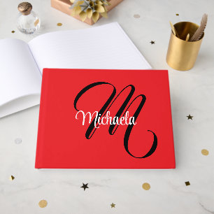 Minimalistische moderne monogram initiële naam roo gastenboek