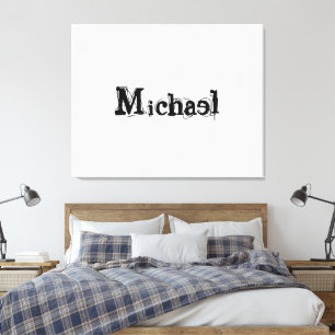 Minimalistische moderne monogram naam zwart grijs canvas afdruk