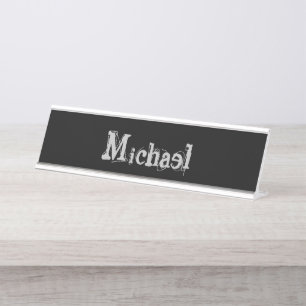 Minimalistische moderne monogram naam zwart wit bureau naambordje
